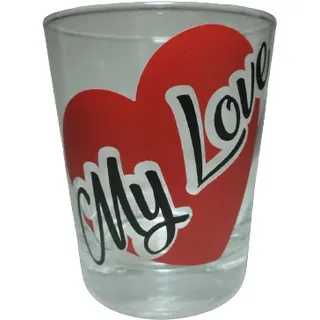 Teelicht Glas Windlicht print "My Love mit Herz" schwarz/rot Ostern Handmade