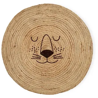 Rice, Kinderteppich, - Jute Floor Mate with Lion Face - Natural (90 cm)