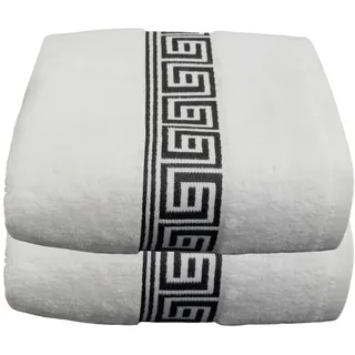 Julie Julsen 2er Pack Duschtuch 23 Farben erhältlich weich und saugstark 600gsm Öko Tex 70 x 140 cm Weiß-Schwarz