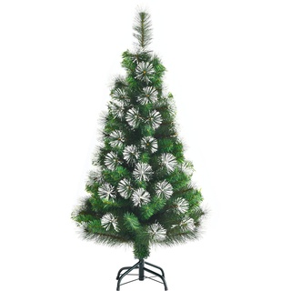 LIFEZEAL Künstlicher Weihnachtsbaum 120cm, Tannenbaum Christbaum mit Schnee, Kunstbaum zusammenklappbar für Zuhause, Büro