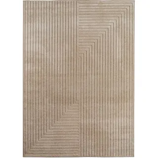 Carpetsale24 Kurzflor Teppich 280x370 cm XXL Beige Wohnzimmer, Schlafzimmer, Küche, Skandinavisch Boho Motiv, für Outdoor Bereich geeignet