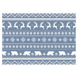 AVA Platzset, Tischsets aus Papier 43x30cm Wintermuster 50 Stück Blau / Weiß Einweg blau