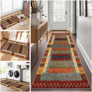 Teppich Läufer Flur Lang, Teppichläufer Flur rutschfest Küchenteppich 90 x 500 cm Waschbar Flur Läufer Teppich, Flurläufer Lang Korridor Teppich Läufer für Küche, Eingang, Wohnzimmer Schlafzimmer