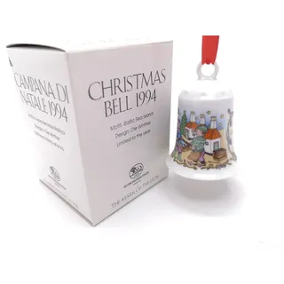 Hutschenreuther Christbaumschmuck Porzellan Weihnachtsglocke Glocke 1994, mit Originalverpackung (OVP) bunt