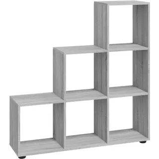 vidaXL Bücherregal Treppenregal 107 x 30 x 107 cm Grau Sonoma