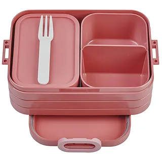Mepal Brotdose Midi - Brotdose mit Bento Box - Für 2 Sandwiches oder 4 Brotscheiben - Lunchbox für kleine Snacks & Reste - Brotdose Erwachsene - Essenbox mit Fächern - Vivid mauve