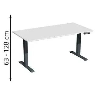 Geramöbel Schreibtisch Elevate Plus, elektrisch höhenverstellbar, HxBxT 630-1.280 x 1.600 x 800 mm, lichtgrau/anthrazit
