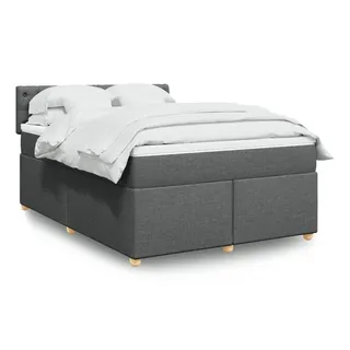 vidaXL Boxspringbett mit Matratze Dunkelgrau 140x200 cm Stoff