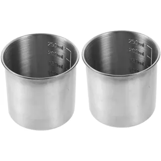OUNONA Cup Messbecher Satz Edelstahl 2stücke aus Lebensmittelechtem Edelstahl Glatter Messbecher für Gewerblichen Gebrauch in Küche und Backen 250ml Kapazität
