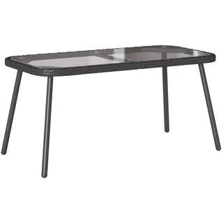 vidaXL Couchtisch Schwarz Poly-Rattan und Glas 90 x 45 x 43 cm
