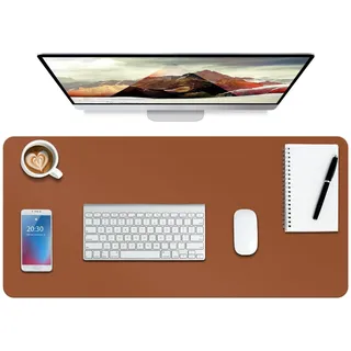 Leder-Schreibtischunterlage,wasserdichte Schreibtischunterlage für Schreibtisch, Schreibtischunterlage für Tastatur und Maus, Leder-Mauspad-Schutz für Büro und Zuhause, 76 * 36.5cm(M Brown)