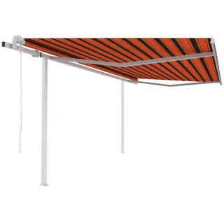 furnicato Markise Automatisch Einziehbar mit Pfosten 4x3 m Orange Braun (1-St) bunt
