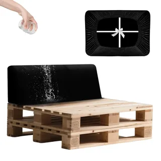 SYLC Outdoor Bezug Für Paletten Bankauflage/Sitzpolster/Gartenmöbel, Samt Wasserdicht Überwürfe Für Europalette Sitzkissen Rückenlehne (Black,Back 120×40×10/20cm)