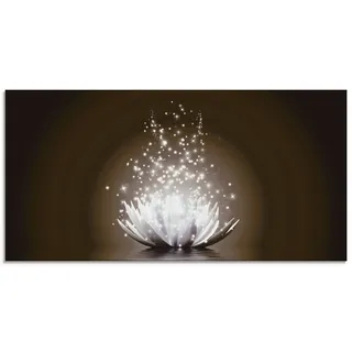 ARTland Wanddeko Glasbilder Wandbild Glas Bild einteilig 60x30 cm Querformat Asien Botanik Blumen Blüten Lotusblume Seerose Modern braun T3ZX