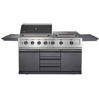 THOR  Gasgrill »Giant«, Outdoorküche, 3 Edelstahl-, 1 Infrarot-,1 Heck- und 2 Seiten-Brenner, Edelstahl Plancha  - schwarz