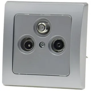 ChiliTec DELPHI Antennendose TV+Radio+Sat UP, Silber