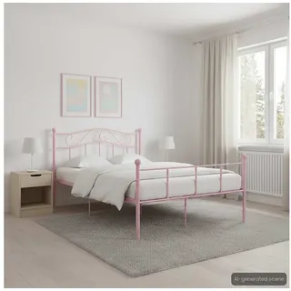 furnicato Bettgestell Metallbett 208x127,5x95 cm Rosa mit Lattenrost für 120x200 cm (1-tlg), Stabiles Gestell mit Lattenrost als Schlafsofa für das Schlafzimmer rosa 127.5 cm x 208 cm x 95 cm