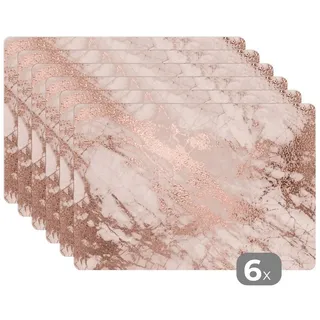 MuchoWow Platzset Marmor - Rosa - Luxus - Marmoroptik/print - Glitzer - Design, (6-St), Platzsets, Tischset, Abwaschbar, Tischsets, Platzdeckchen bunt