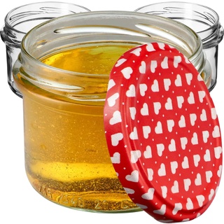 KADAX kleine Einmachgläser 235 ml, Gläser fi82, Minigläser für Honig und Ge-würze, Marmeladengläser mit Deckel, Luftdichte Gläschen zum Verschenken (Herz 20 Stück)