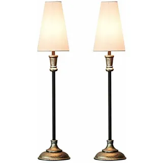 Mirabeau Tischleuchte Tischlampe 2er Set Obsonville silber/schwarz/creme schwarz|silberfarben