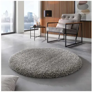TaraCarpet Langflor-Teppich Ragolle Twilight, rund, Höhe: 60 mm, Shaggy Hochflorteppich grau Wohnzimmer Schlafzimmer 200x200 rund grau rund | 200 cm x 200 cm x 60 mm