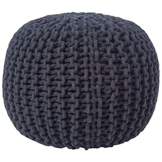 Homescapes Strick-Pouf, Schwarz, Textil, Uni, Rund, 40x35x40 cm, Wohnzimmer, Hocker, Poufs