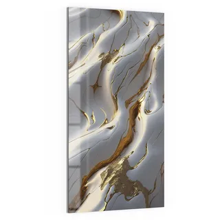 DEQORI Glas-Magnettafel | 50x100 cm cm groß | Motiv Goldene Wellen | Memo-Board aus Glas | Magnetboard inkl. Magnete, Stift & Tuch für Küche & Büro | Tafel magnetisch & beschreibbar