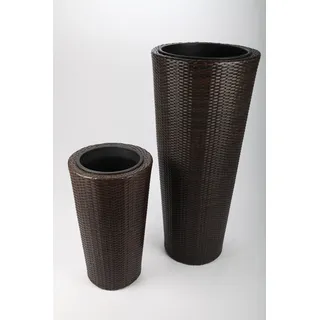 point-garden 2x Blumenkübel Pflanzkübel Pflanzgefäß Blumentopf Polyrattan