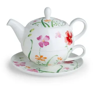 TeaLogic Single Geschirr-Set Tea For One Set Lotta Teekanne Teetasse Untertasse Fine Bone China (1-tlg), 1 Personen, 4-tlg.