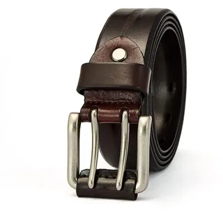 YOPADO Leder Gürtel Herren Mit Doppeldorn Schließe 3,8cm Breit Ledergürtel Mit Doppel-Loch Jeansgürtel in Premium Rindleder in Vintage Look(115cm/waist:39", Coffee)