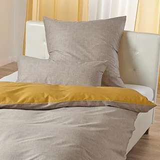 Traumschlaf Mako-Satin Wendebettwäsche Texture Kissenbezug einzeln 40x80 cm | senf - gelb