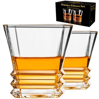 PARACITY Whisky Gläser 2 Stück, altmodisches Cocktailglas 284 ml, Whiskey Gläser, Rum Gläser, Rocks-Gläser für Scotch, Likör, Wodka, Bourbon, Whiskey-Geschenke für Männer, Ehemann, Freund