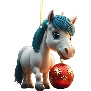 2D Lustige Pferde Anhänger,Niedlicher Pferde Weihnachtskugeln Ornament Christbaumschmuck Acryl Pferde-Kugeln Weihnachtsanhänger Weihnachtsbaumschmuck Weihnachtspferde Anhänger (C, One Size)