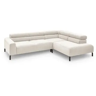 KAWOLA Ecksofa Cord 4-Sitzer Weiß