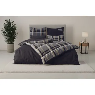 OTTO home Wendebettwäsche Talin, Linon, 2 teilig, ab Gr. 135x200, 100% Baumwolle, Karo-Design, Marke H.I.S. by OTTO home grau