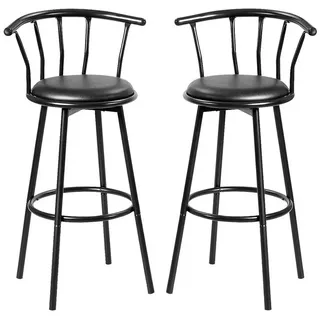 Costway Barhocker 2er Set 72 x 76 cm Schwarz