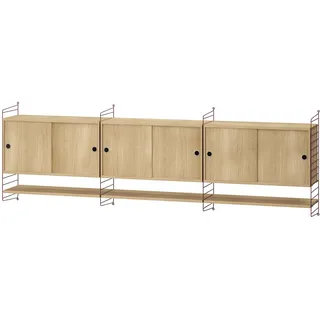 Sideboard wandmontage mit Regalböden Dunkelrot Eiche