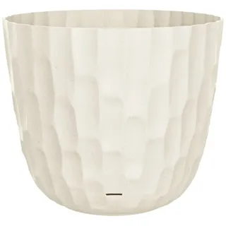 Engelland Blumentopf Pflanztopf mit Untersetzer & Bewässerungssystem (Vorteils-Set, 1 St., robuster PP-Kunststoff), Übertopf, Hammerschlag-Optik, Innen- & Außen, Wasserspeicher, rund beige Ø 23 cm x 23 cm x 20 cm