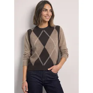 STREET ONE Pullunder mit Rundhals und Argyle-Muster Braun 44
