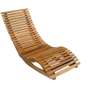 CHILLROI Ergonomische Schwungliege aus Akazienholz - ca. 150 x 60 x 86 cm