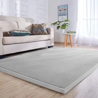 Loartee 3 cm Krabbeldecke Kind, 150x200 cm korallenrote Samt-Kinderteppich
