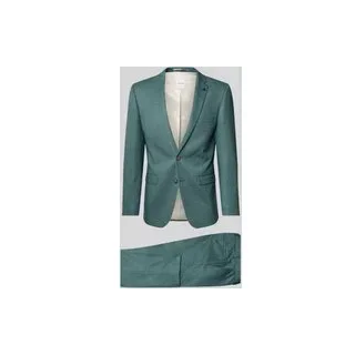 Slim Fit Anzug mit Reverskragen und Bügelfalte, Gruen, 54