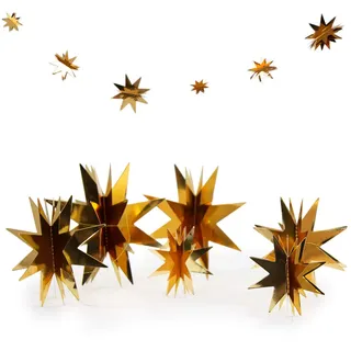 Oblique Unique® 3D Sterne Papier Girlande als Weihnachtsdeko Weihnachten Dekoration Hängedeko Gold Silber - Farbe Wählbar (Gold)