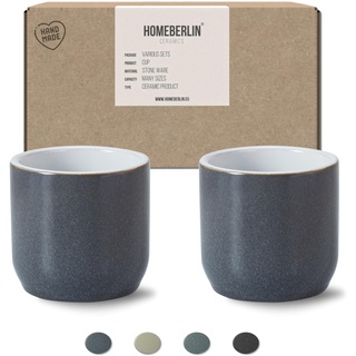 HOMEBERLIN® Barista Pro Kaffeebecher Set - 250ml Becher Set - Premium Coffee Mug Set aus hochwertigem Steingut - Extra dickwandiger Kaffeebecher groß - 100% Handfertigung