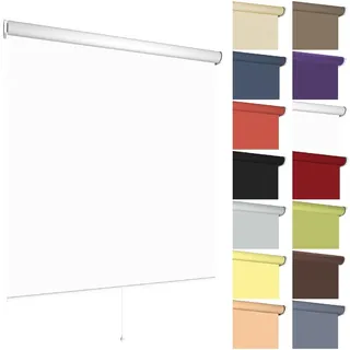 Springrollo Mittelzugrollo Schnapprollo viele Größen und Farben Montage Träger Metall Rollo Vorhang Blickdicht lichtdurchlässig Fenster Sonnenschutz Sichtschutz Blendschutz (170 x 180 cm, Weiß)