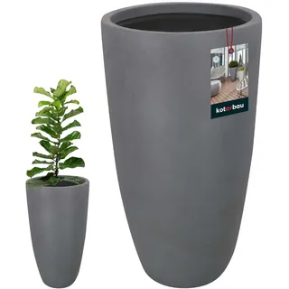 KOTARBAU® Blumenvase hoch Blumentopf Dunkelgrau Fiberclay Ecolite Höhe 62 cm ⌀32 cm moderne Vase Beton Optik Bodenvase groß für Blumen Blumenvasen modern für Wohnzimmer Garten Balkon schöne Vasen Deko