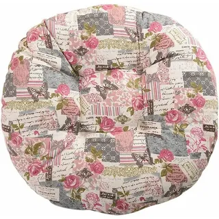 Mumu - Stuhlkissen, rund, Sitzkissen, Blumenmuster, Animalprint, Sitzkissen, 40 cm, Baumwolle und Leinen, rosa