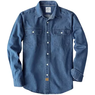 Dubinik® 8.8 oz Jeanshemden Herren Langarm Freizeithemden für Männer Knöpfe | Baumwolle, Warm, Freizeit, Casual, Doppeltasche, Regular Fit, Workwear, Cowboystil, Geeignet für Arbeit, Alltag, Winter - L