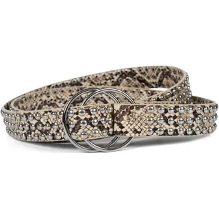styleBREAKER Nietengürtel Taillengürtel mit Kugelnieten und Ringschnalle (1-St) beige|schwarz