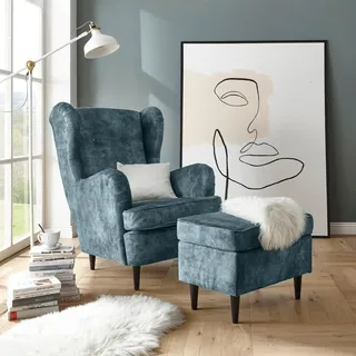 ed exciting design Ohrensessel Oskar Polyester 78 x 102 x 98 cm Blau